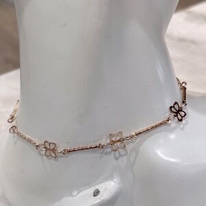 ANKLET Rosetone Bar Link Butterfly Ankle Bracelet